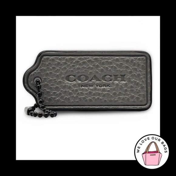 COACH Accessories - 2.25" COACH NEW YORK Grey Gray Pebbled Leather Fob Bag Charm Keychain Hang Tag